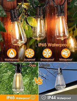Larkvue 25FT Outdoor String Lights, Patio Lights with 10+1